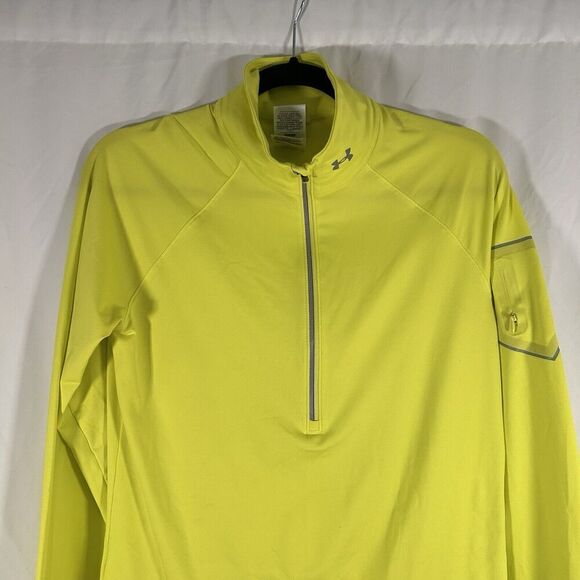 Under Armour Running Jacket Women's Large Bright Yellow Fitted Long Sleeve Mock - Picture 2 of 10